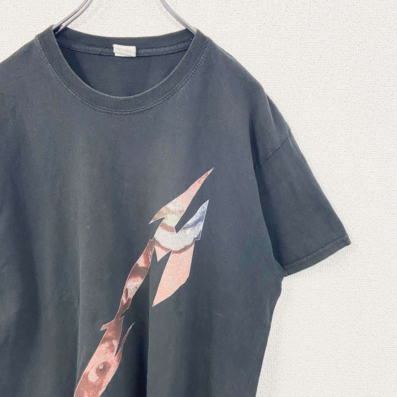 古着 used　GILDAN ギルダン　半袖バンドプリントTシャツ　メタリカ　ロゴT　クルーネック　黒　レトロデザイン　Lサイズ