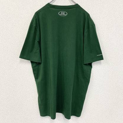 古着 used　UNDER ARMOUR アンダーアーマー　半袖プリントTシャツ　NCAA　アメフト　クルーネック　緑　Lサイズ