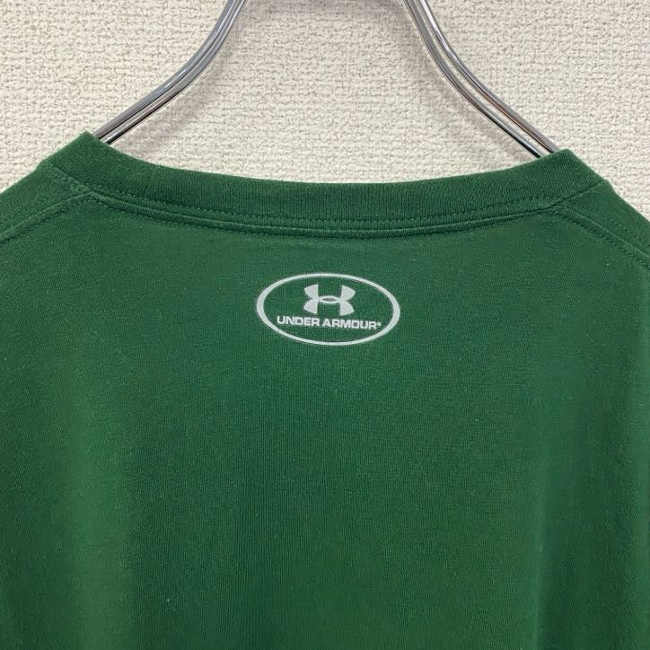 古着 used　UNDER ARMOUR アンダーアーマー　半袖プリントTシャツ　NCAA　アメフト　クルーネック　緑　Lサイズ