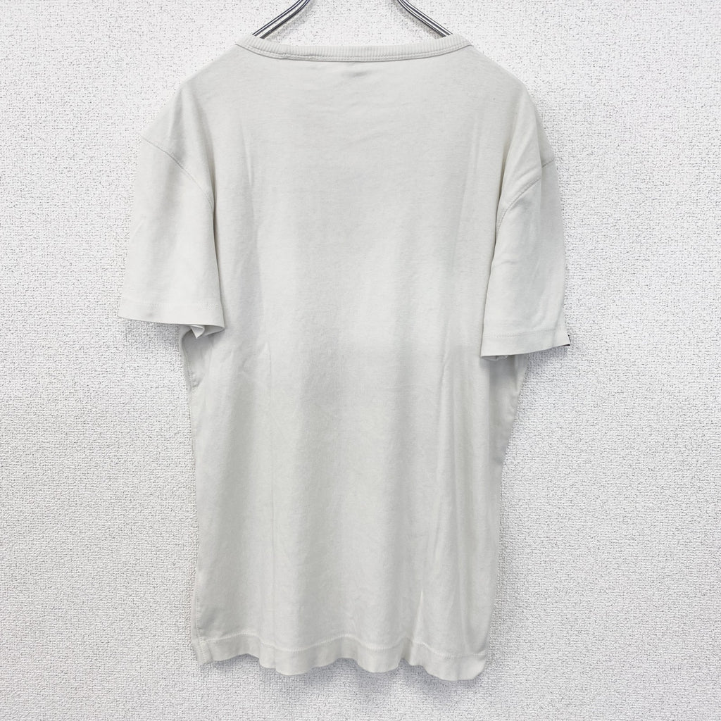 古着 used　G-STAR ROW　半袖ビッグロゴプリントTシャツ　クルーネック　春夏服　白　カジュアルデザイン　Lサイズ