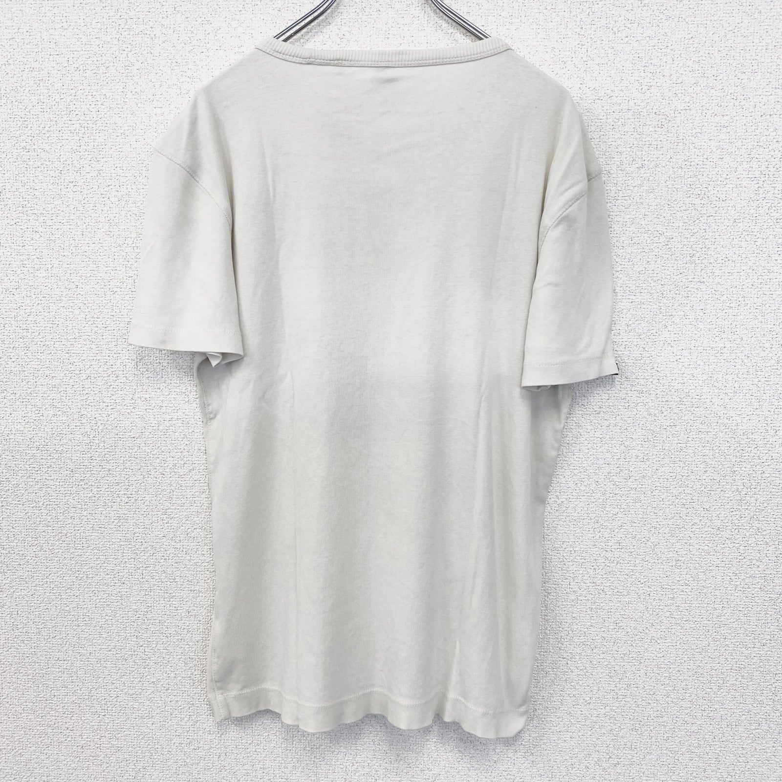 古着 used　G-STAR ROW　半袖ビッグロゴプリントTシャツ　クルーネック　春夏服　白　カジュアルデザイン　Lサイズ