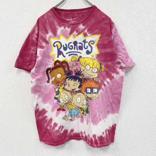 nickelodeon　ニコロデオン　RUGRATS　半袖キャラクタープリントTシャツ　キャラクターＴ　アニメＴ　タイダイ柄　ピンク　Lサイズ