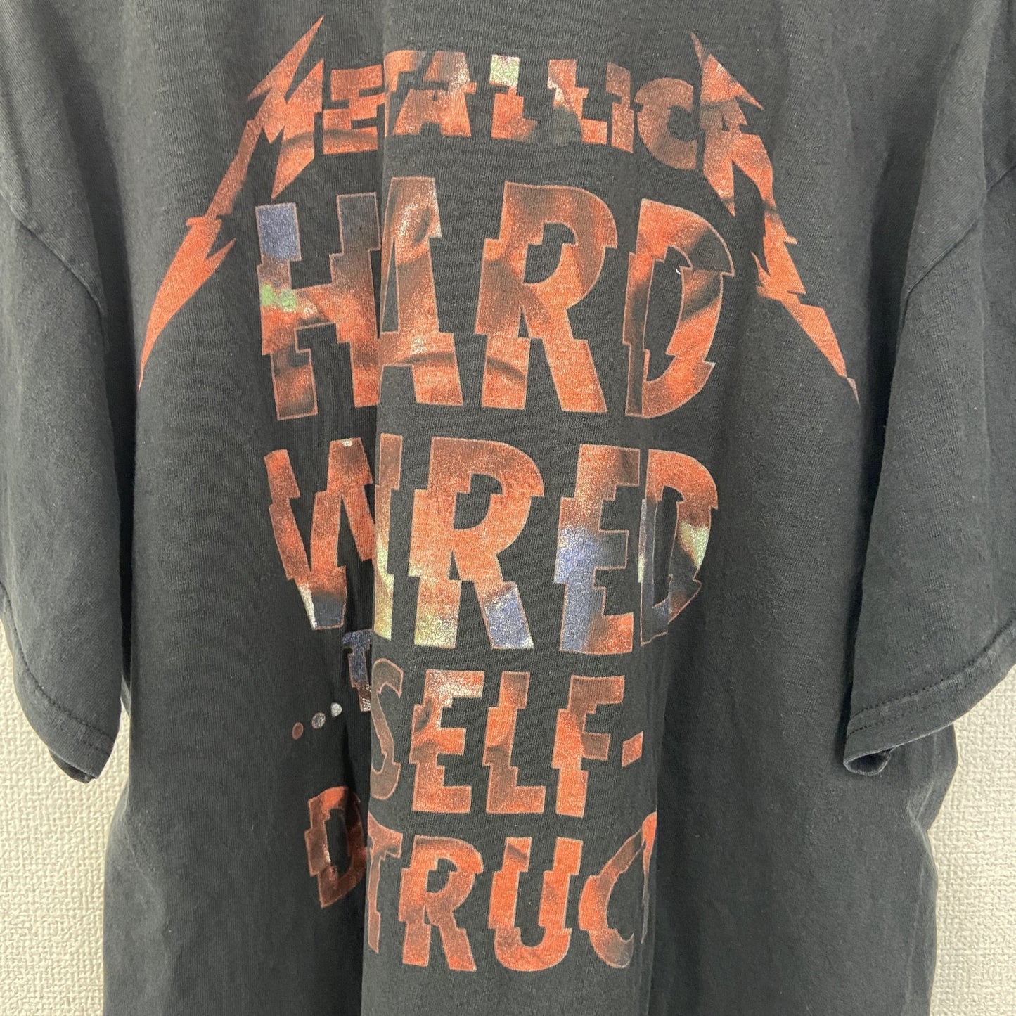 古着 used　GILDAN ギルダン　半袖バンドプリントTシャツ　メタリカ　ロゴT　クルーネック　黒　レトロデザイン　Lサイズ