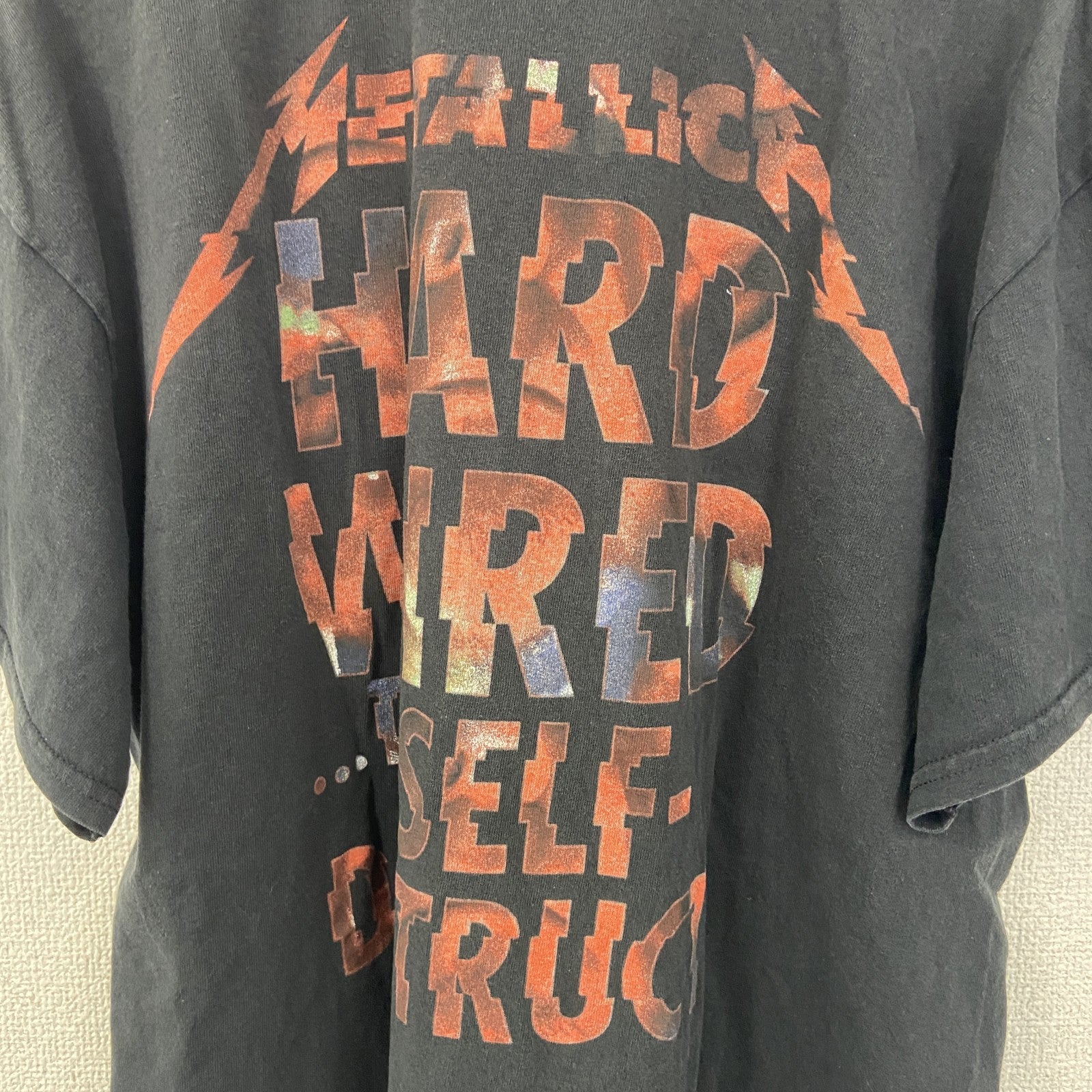 古着 used　GILDAN ギルダン　半袖バンドプリントTシャツ　メタリカ　ロゴT　クルーネック　黒　レトロデザイン　Lサイズ