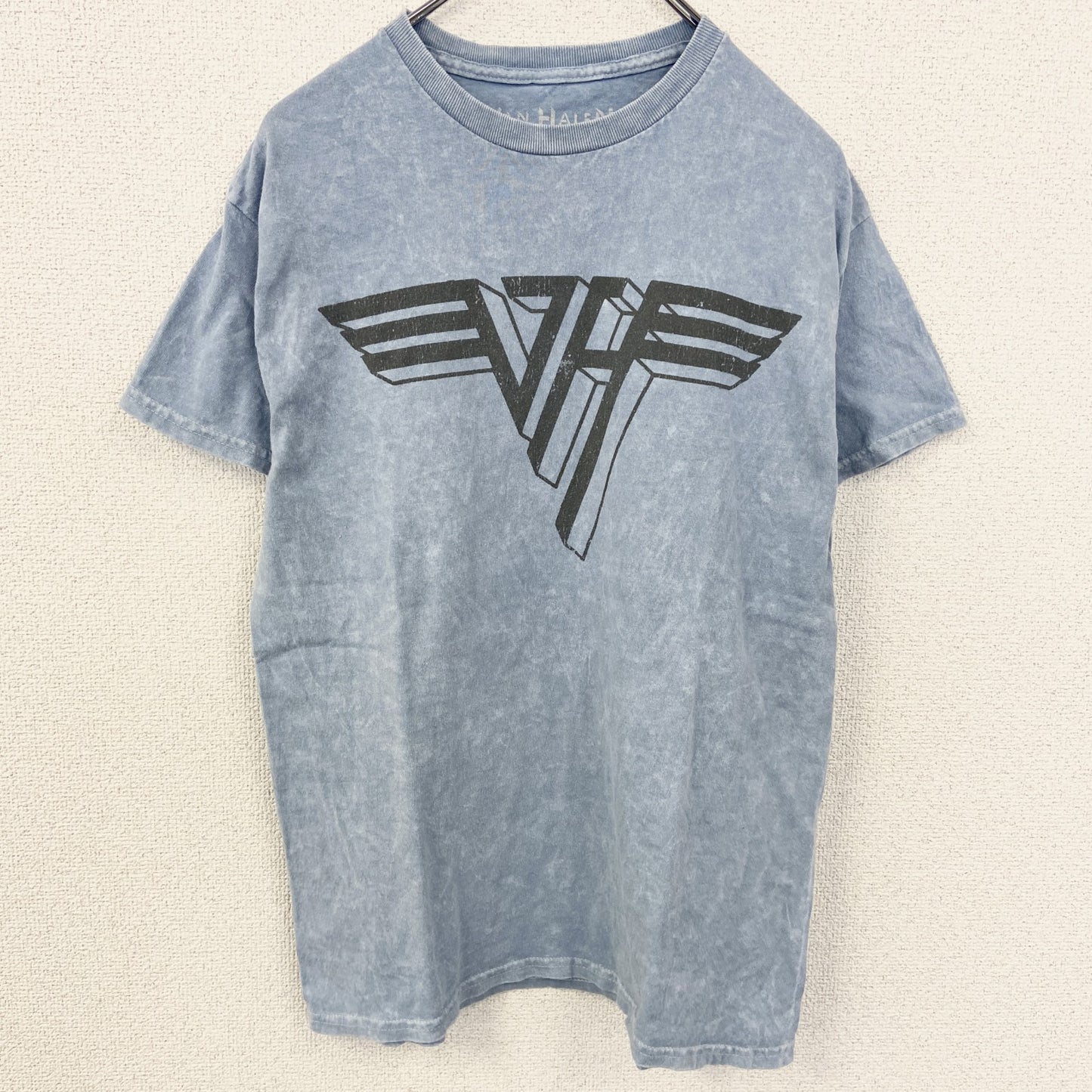 古着 used　VAN HALEN　ヴァン ヘイレン　半袖バンドプリントTシャツ　ロゴT　クルーネック　ブルー　レトロ　Mサイズ