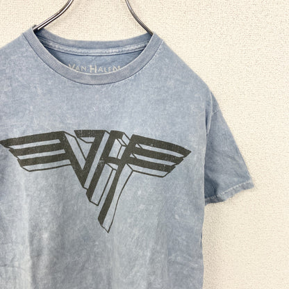 古着 used　VAN HALEN　ヴァン ヘイレン　半袖バンドプリントTシャツ　ロゴT　クルーネック　ブルー　レトロ　Mサイズ
