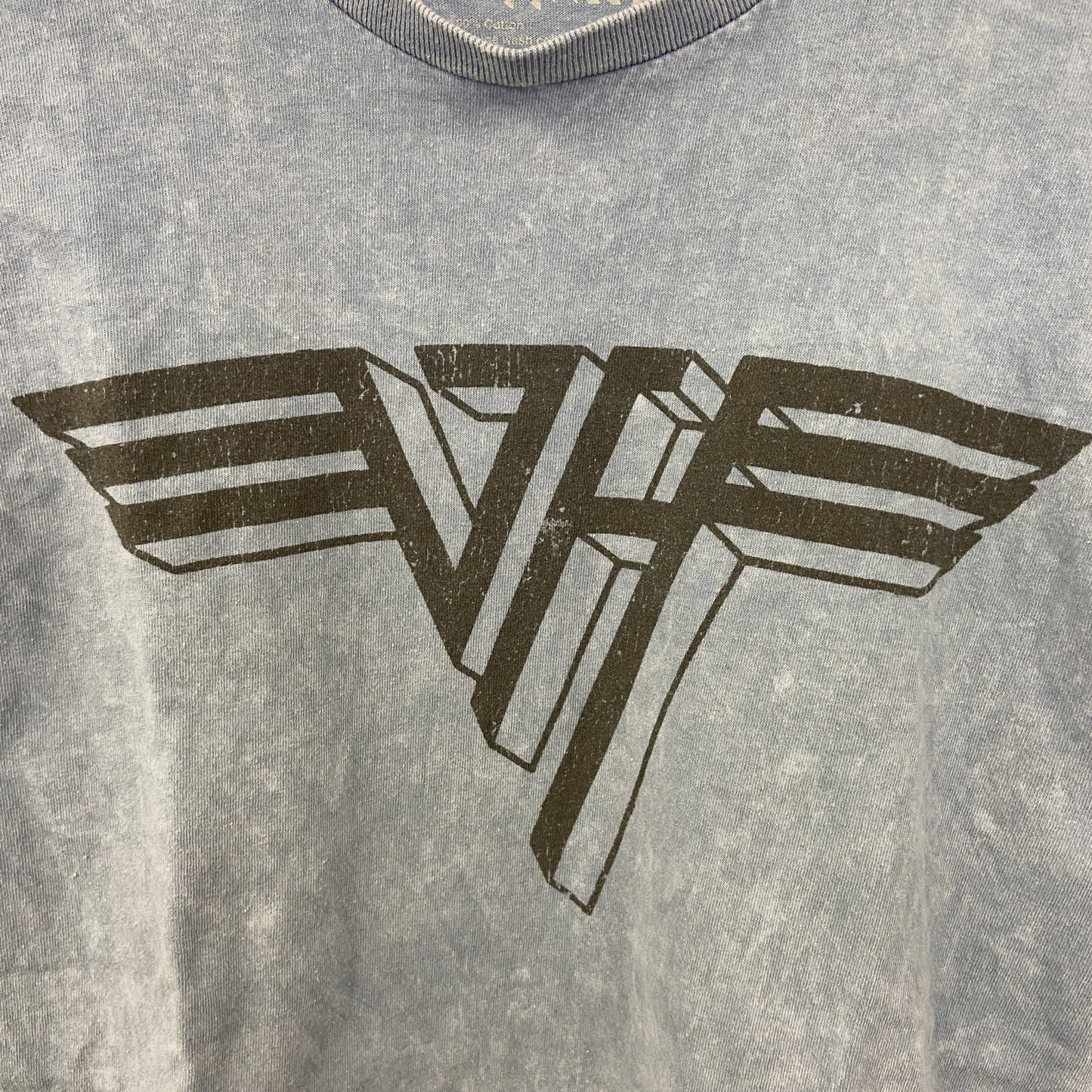 古着 used　VAN HALEN　ヴァン ヘイレン　半袖バンドプリントTシャツ　ロゴT　クルーネック　ブルー　レトロ　Mサイズ