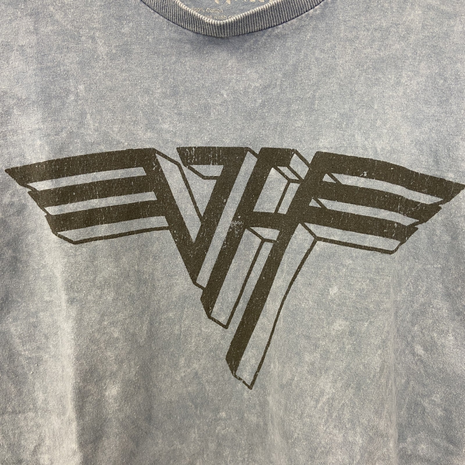 古着 used　VAN HALEN　ヴァン ヘイレン　半袖バンドプリントTシャツ　ロゴT　クルーネック　ブルー　レトロ　Mサイズ