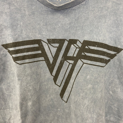 古着 used　VAN HALEN　ヴァン ヘイレン　半袖バンドプリントTシャツ　ロゴT　クルーネック　ブルー　レトロ　Mサイズ
