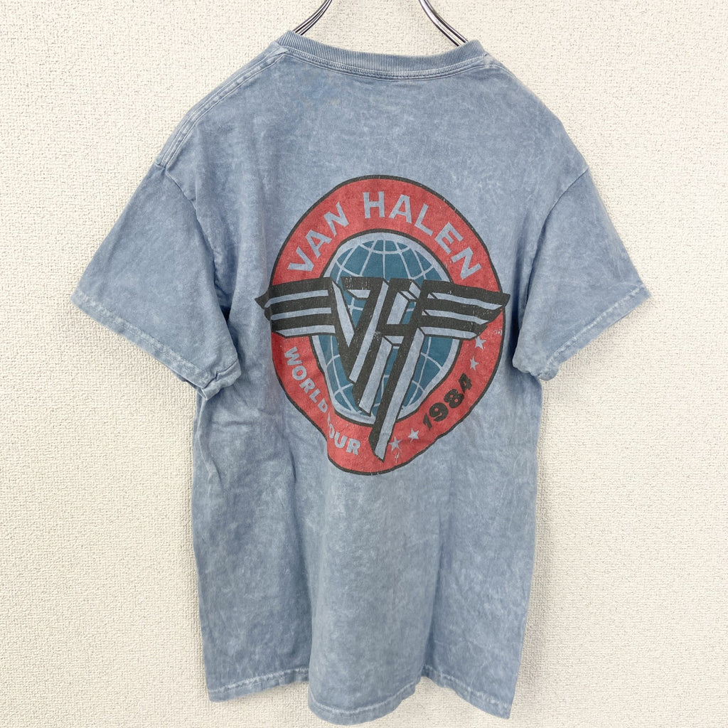 古着 used　VAN HALEN　ヴァン ヘイレン　半袖バンドプリントTシャツ　ロゴT　クルーネック　ブルー　レトロ　Mサイズ