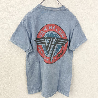 古着 used　VAN HALEN　ヴァン ヘイレン　半袖バンドプリントTシャツ　ロゴT　クルーネック　ブルー　レトロ　Mサイズ