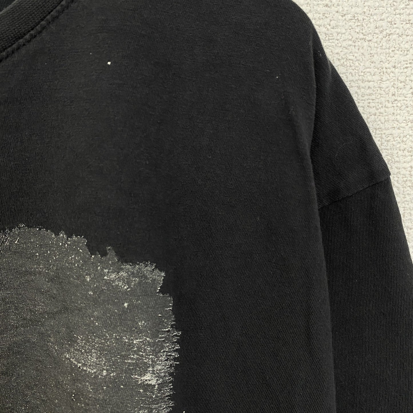 古着 used　FSBN　半袖ダメージビッグプリントTシャツ　スター　星　クルーネック　春夏服　黒　カジュアルデザイン　XLサイズ