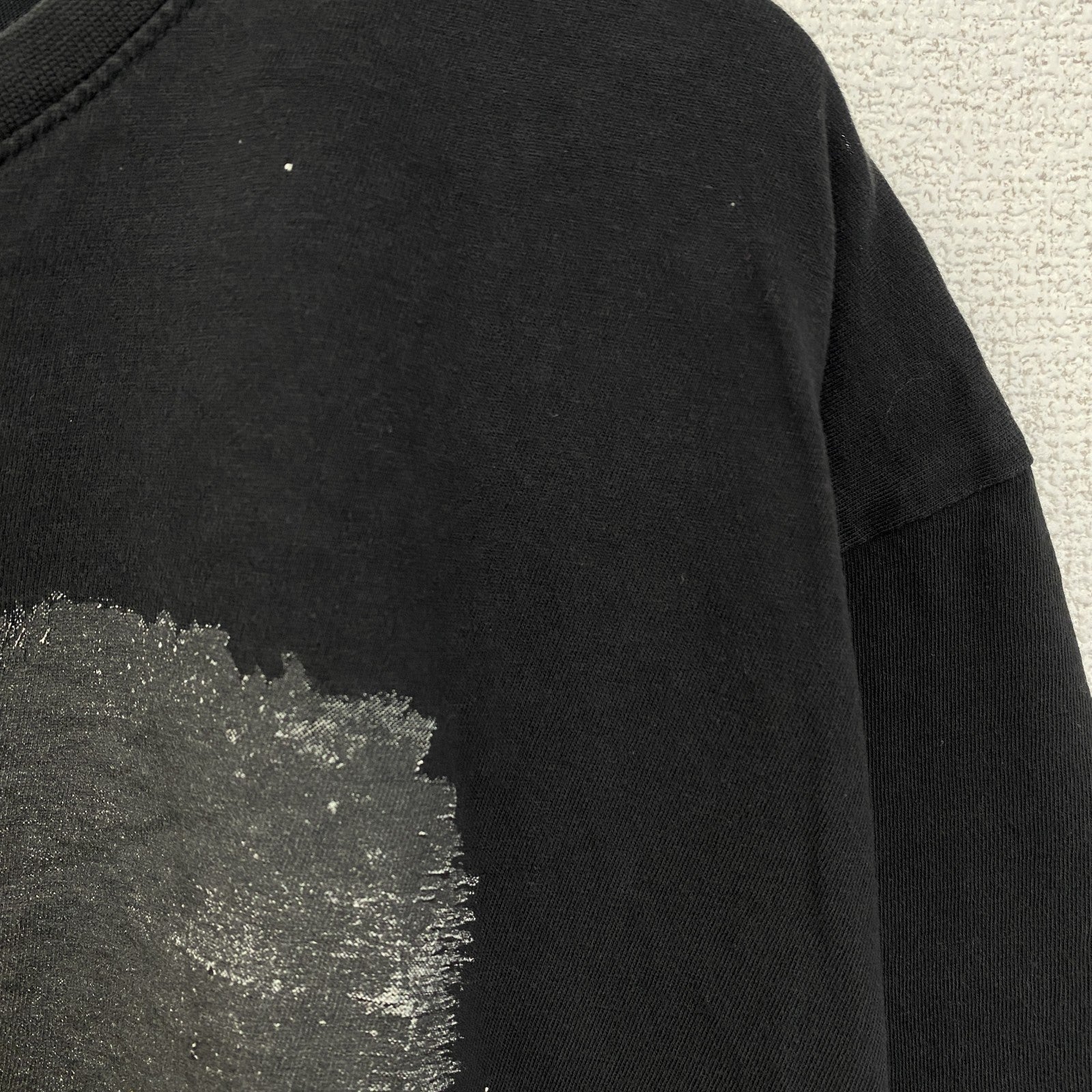 古着 used　FSBN　半袖ダメージビッグプリントTシャツ　スター　星　クルーネック　春夏服　黒　カジュアルデザイン　XLサイズ