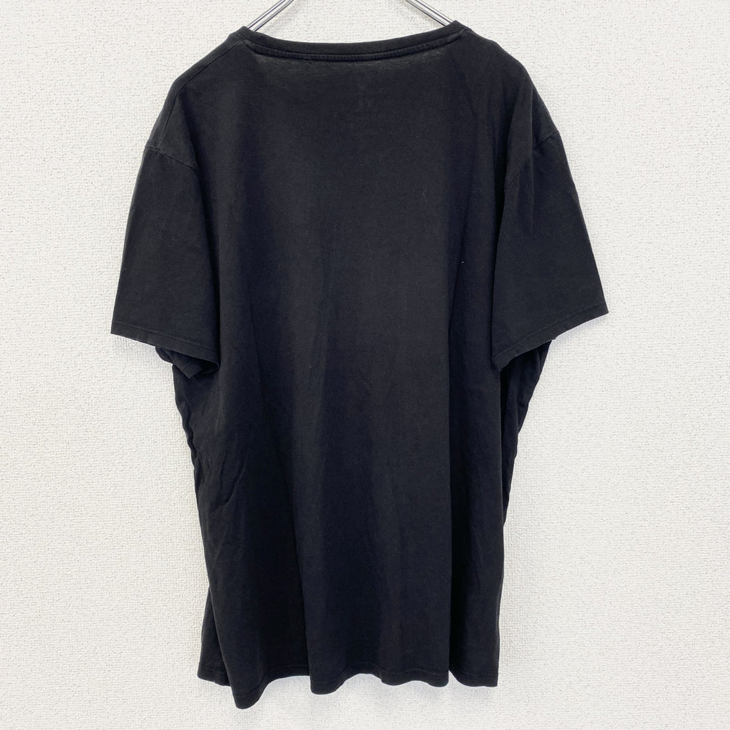 古着 used　FSBN　半袖ダメージビッグプリントTシャツ　スター　星　クルーネック　春夏服　黒　カジュアルデザイン　XLサイズ