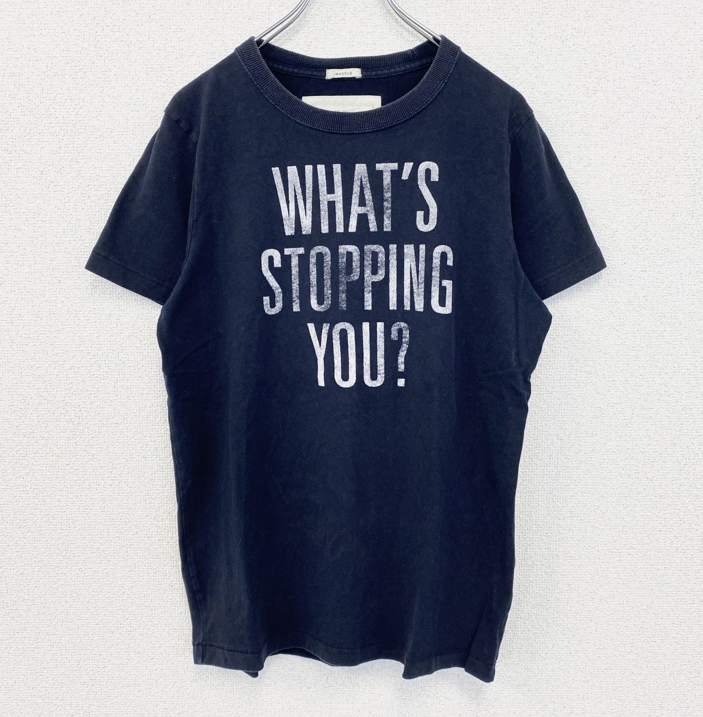 古着 used　Abercrombie&Fitch　半袖プリントTシャツ　シングルステッチ　90s　春夏服　ネイビー　Mサイズ