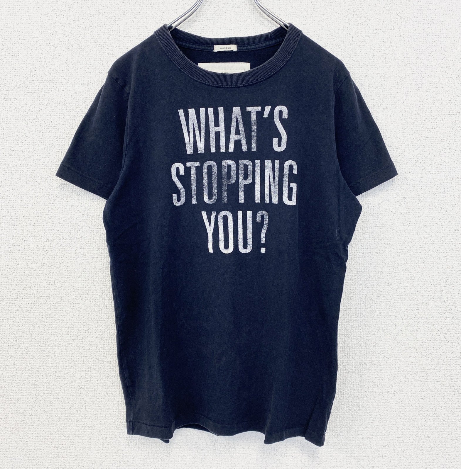 古着 used　Abercrombie&Fitch　半袖プリントTシャツ　シングルステッチ　90s　春夏服　ネイビー　Mサイズ