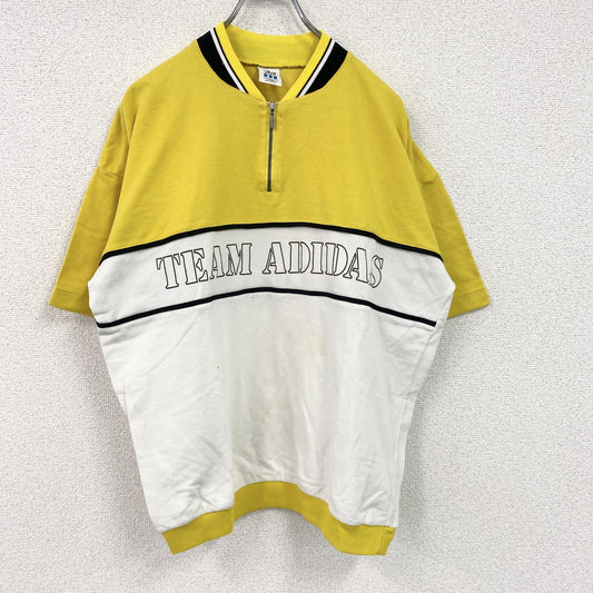 adidas　アディダス　ハーフジップ半袖スウェット/トレーナー　デカロゴ　バイカラー　黄色　イエロー