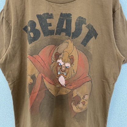 古着 used　Disney STORE ディズニーストア　半袖プリントTシャツ　美女と野獣　クルーネック　春夏服　茶色　Mサイズ