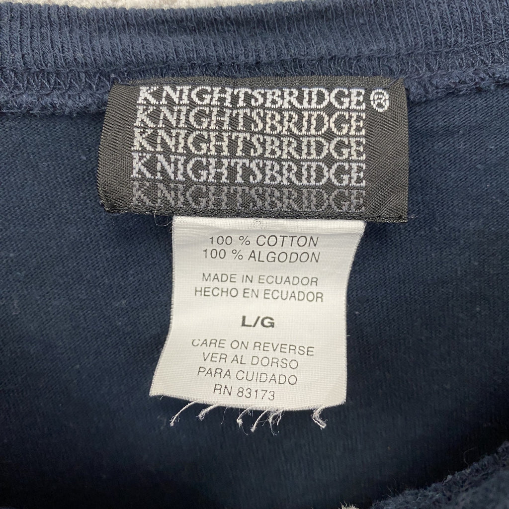 古着 used　KNIGHTSBRIDGE　半袖無地Tシャツ　シンプルデザイン　ノームコア　ヘンリーネック　ネイビー　Lサイズ