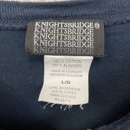 古着 used　KNIGHTSBRIDGE　半袖無地Tシャツ　シンプルデザイン　ノームコア　ヘンリーネック　ネイビー　Lサイズ