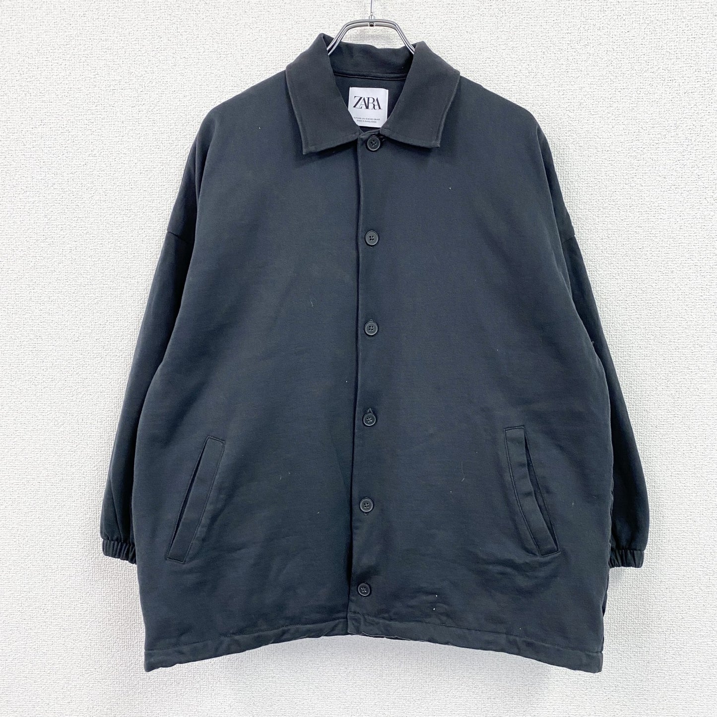 ZARA　ザラ　スウェットシャツジャケット　黒　ブラック　S-Mサイズ