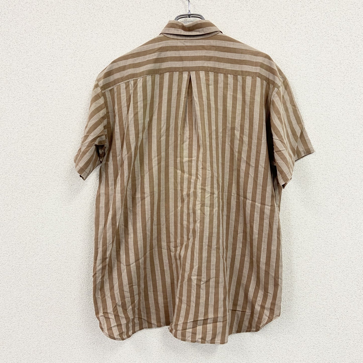 THE DOES CO.,LTB　半袖シャツ　ストライプ柄　茶色　ブラウン