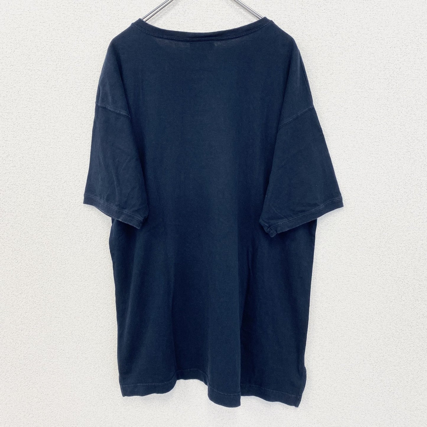 古着 used　KNIGHTSBRIDGE　半袖無地Tシャツ　シンプルデザイン　ノームコア　ヘンリーネック　ネイビー　Lサイズ