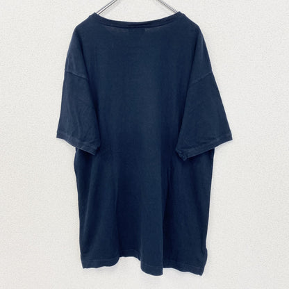 古着 used　KNIGHTSBRIDGE　半袖無地Tシャツ　シンプルデザイン　ノームコア　ヘンリーネック　ネイビー　Lサイズ