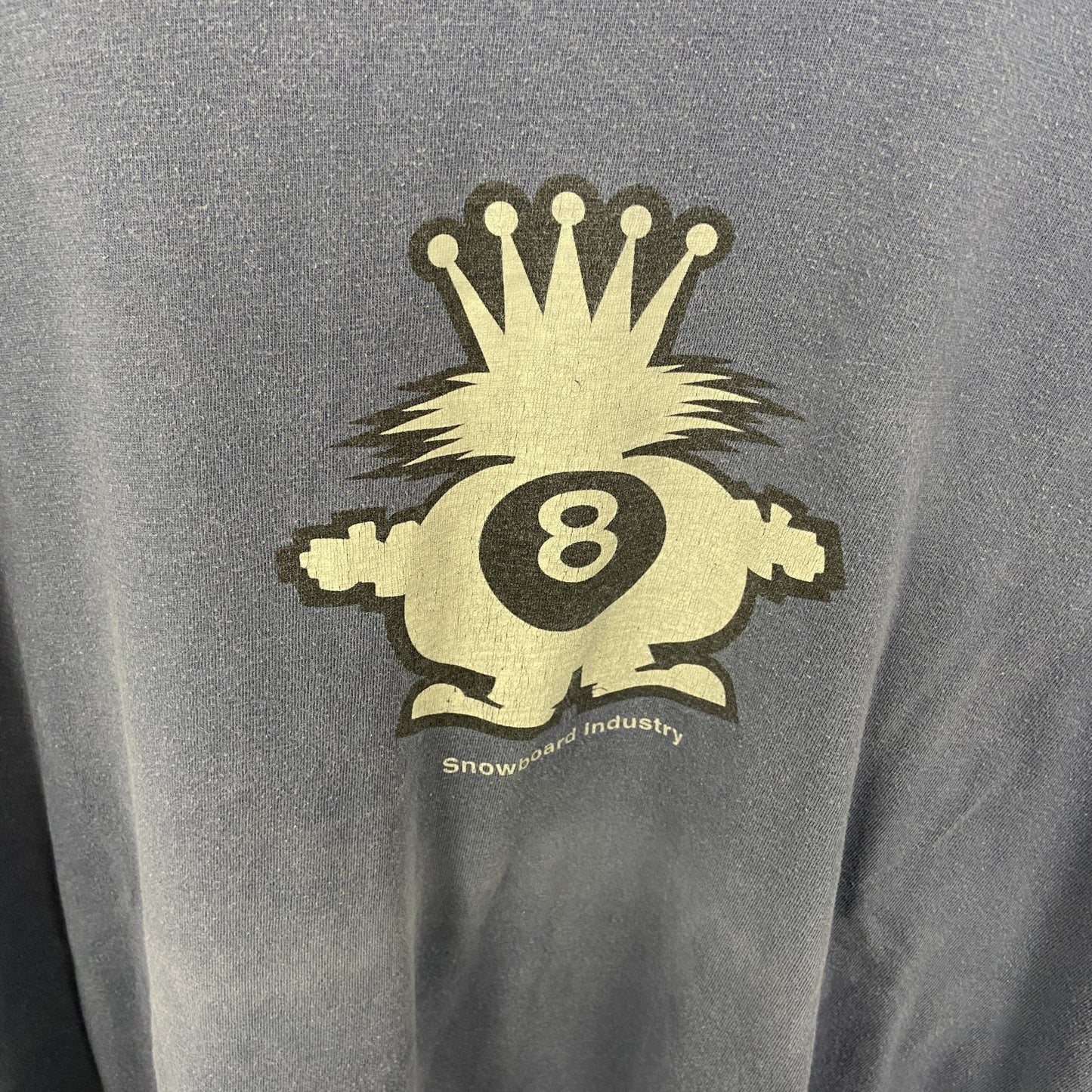 古着　used 長袖プリントTシャツ　ロンT　ネイビー　くすみカラー　エイトボール　両袖プリント　アメカジ　クルーネック