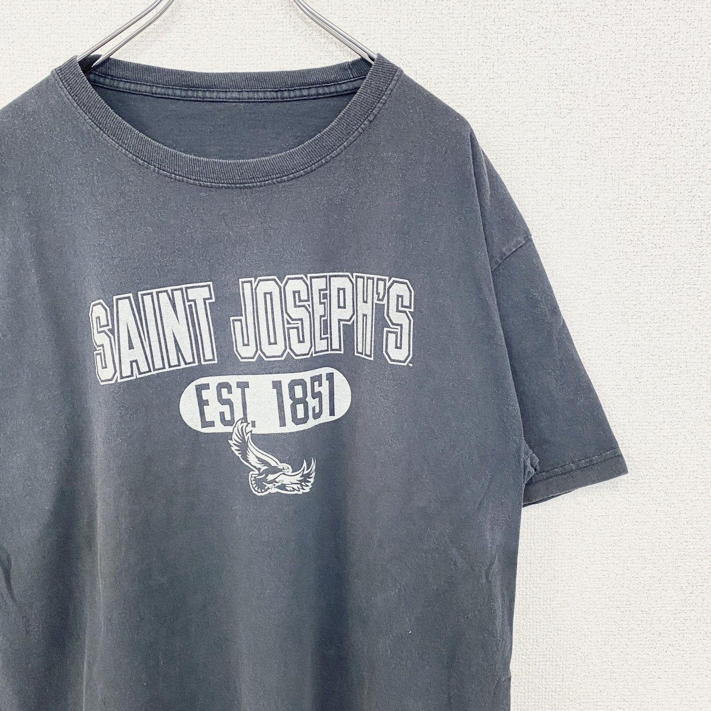 半袖プリントTシャツ　カプセルプリント　3連プリント　英字プリント　クルーネック　黒　ブラック　Lサイズ