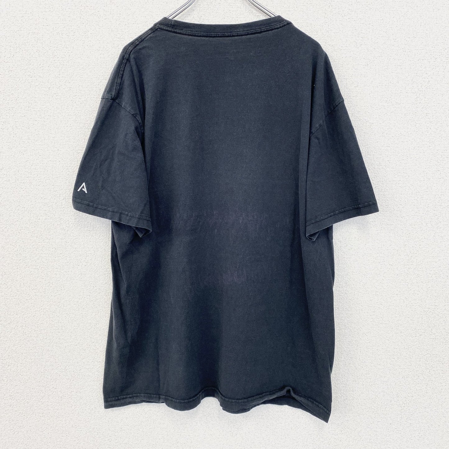 半袖プリントTシャツ　カプセルプリント　3連プリント　英字プリント　クルーネック　黒　ブラック　Lサイズ