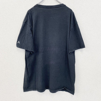 半袖プリントTシャツ　カプセルプリント　3連プリント　英字プリント　クルーネック　黒　ブラック　Lサイズ