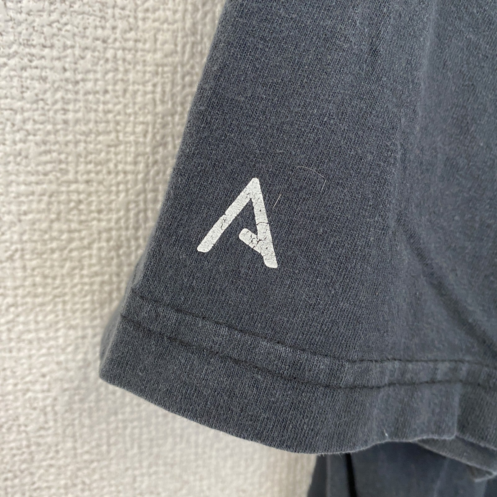半袖プリントTシャツ　カプセルプリント　3連プリント　英字プリント　クルーネック　黒　ブラック　Lサイズ
