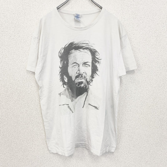 古着 used　JHK　半袖ビッグプリントTシャツ　カジュアルデザイン　シティーボーイ　クルーネック　白色　レトロ感　Lサイズ