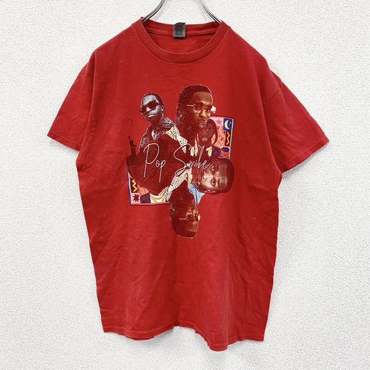 GILDAN　Pop Smoke　半袖プリントTシャツ　ラップT　人物T　赤　レッド　XLサイズ