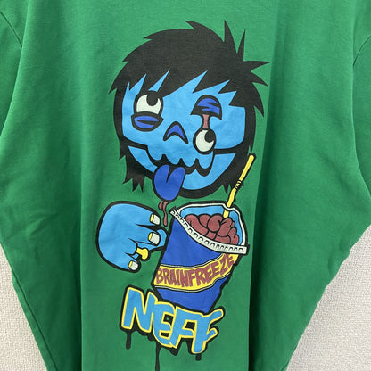 古着 used　NEFF 半袖イラストTシャツ　緑　グリーン　キャラクタープリント　ストリート　モンスター　個性的　Lサイズ