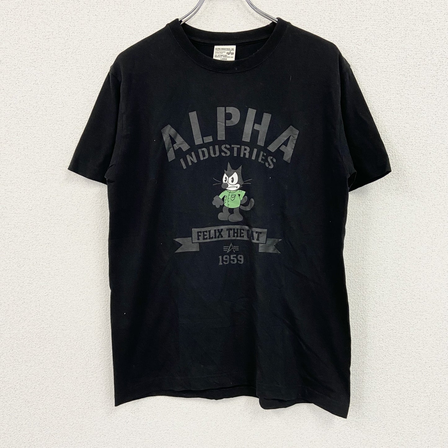 ALPHA INDUSTRIES　アルファインダストリーズ　半袖プリントTシャツ　黒　ブラック　Lサイズ