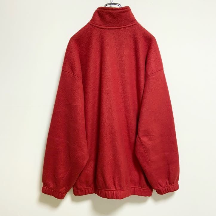 古着 used　SNOWFLEECE　長袖ハーフジップフリース　ハイネックブルゾン　ワンポイント刺　赤　レッド　秋冬服　Lサイズ