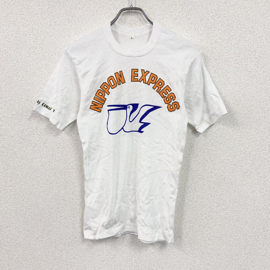 日本通運　NITTSU　山本寛斎　ペリカン便　半袖プリントTシャツ　シングルステッチ　白　ホワイト　Lサイズ