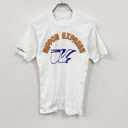 00s　日本通運　NITTSU　山本寛斎　ペリカン便　半袖プリントTシャツ　シングルステッチ　アーチプリント　白　ホワイト　Lサイズ