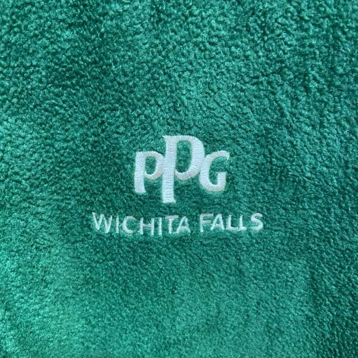 古着 used　WEATHERPROOF　長袖ジップアップフリースジャケット　ワンポイント刺繍　緑　ビッグシルエット　XXLサイズ