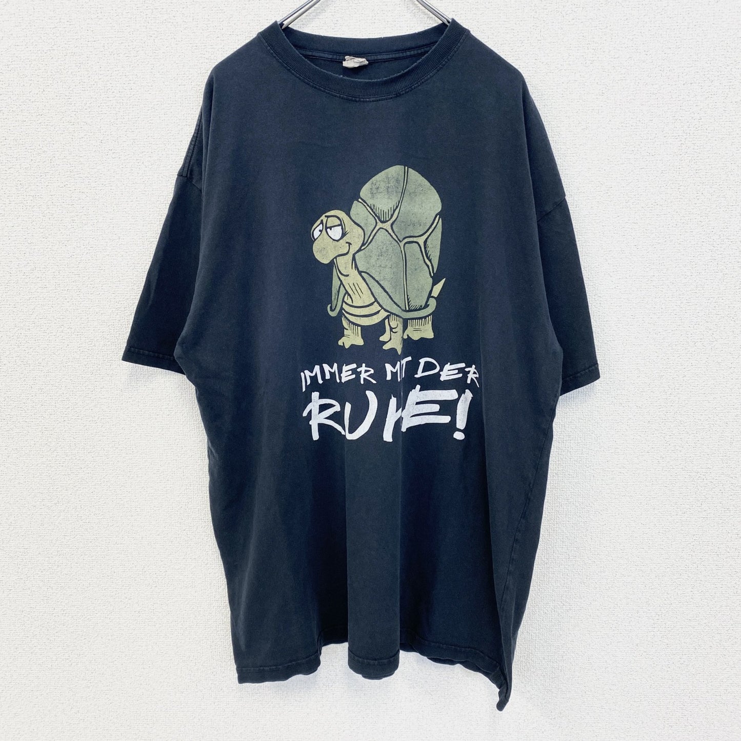 古着 used　anvil アンビル　半袖プリントTシャツ　ビッグT　亀　カジュアル　クルーネック　黒色　レトロ　XLサイズ