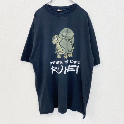 古着 used　anvil アンビル　半袖プリントTシャツ　ビッグT　亀　カジュアル　クルーネック　黒色　レトロ　XLサイズ