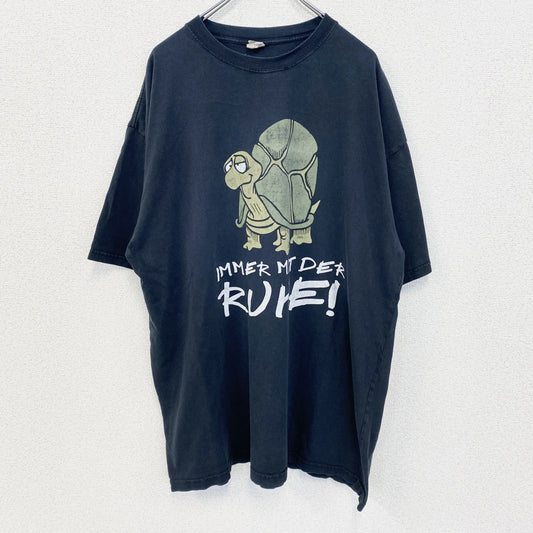 古着 used　anvil アンビル　半袖プリントTシャツ　ビッグT　亀　カジュアル　クルーネック　黒色　レトロ　XLサイズ