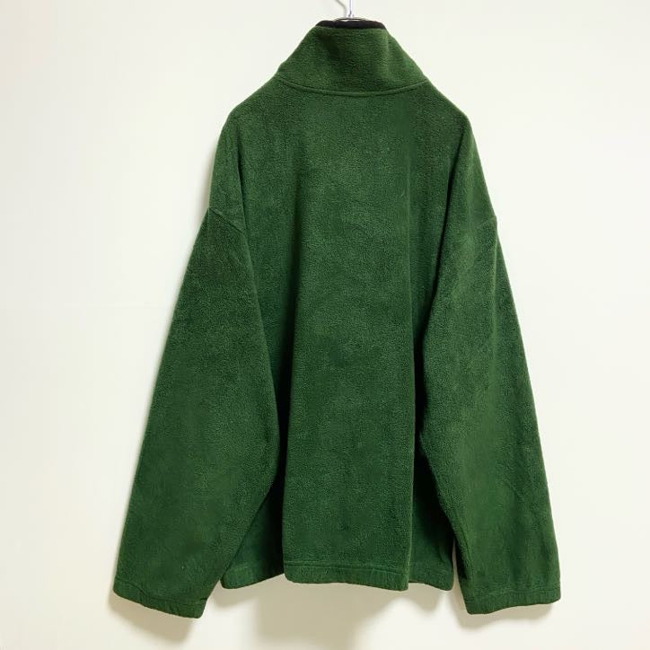 古着 used　WEATHERPROOF　長袖ジップアップフリースジャケット　ワンポイント刺繍　緑　ビッグシルエット　XXLサイズ