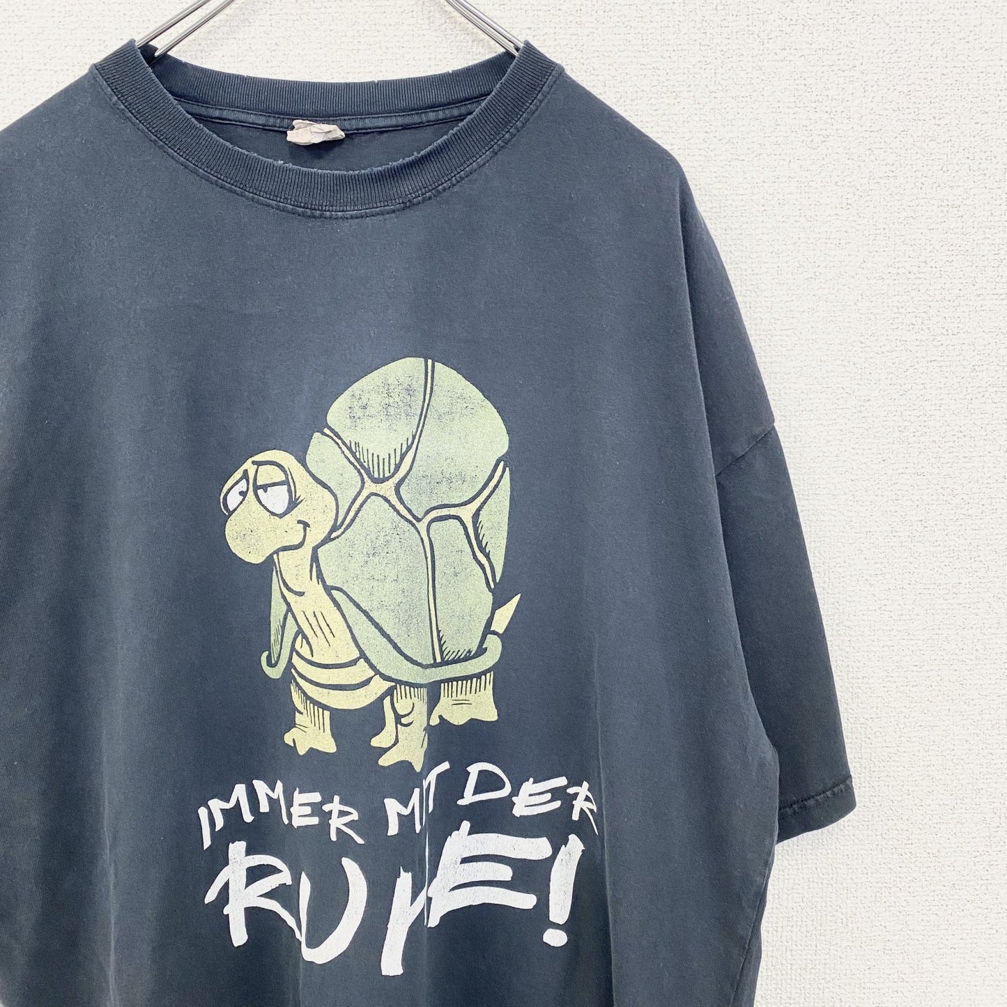 古着 used　anvil アンビル　半袖プリントTシャツ　ビッグT　亀　カジュアル　クルーネック　黒色　レトロ　XLサイズ