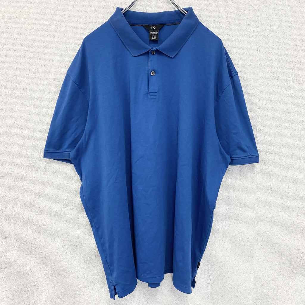 古着 used　Calvin Klein カルバンクライン　半袖無地ポロシャツ　シンプル　ノームコア　コットン　XXLサイズ