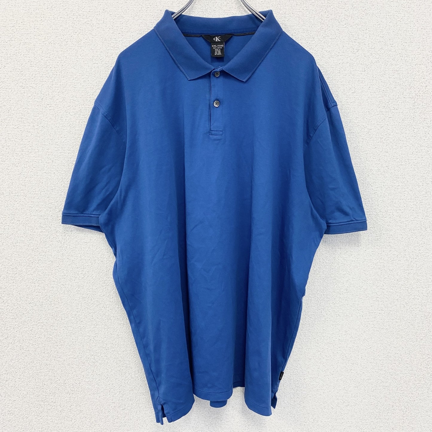 古着 used　Calvin Klein カルバンクライン　半袖無地ポロシャツ　シンプル　ノームコア　コットン　XXLサイズ