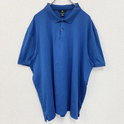 古着 used　Calvin Klein カルバンクライン　半袖無地ポロシャツ　シンプル　ノームコア　コットン　XXLサイズ