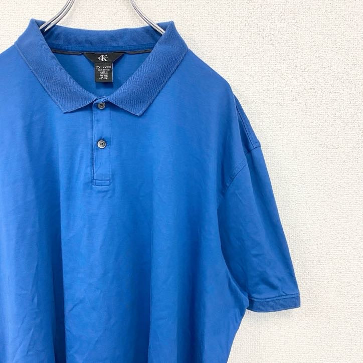 古着 used　Calvin Klein カルバンクライン　半袖無地ポロシャツ　シンプル　ノームコア　コットン　XXLサイズ